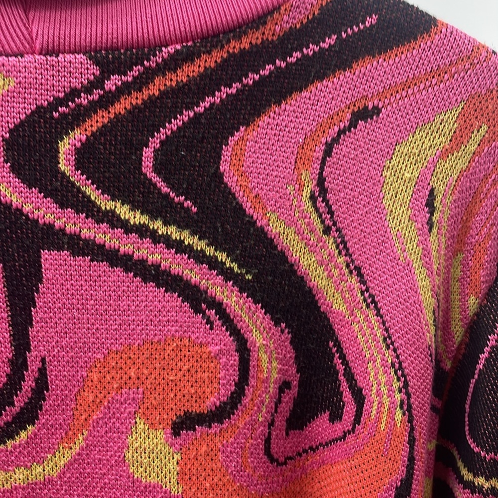 Zara Pink Jacquard Abstract Belted Midi Dress - Picture 8 of 10